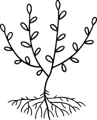 cartoon tree with root illustration.