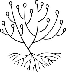 cartoon tree with root illustration.