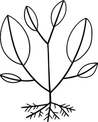 cartoon tree with root illustration.
