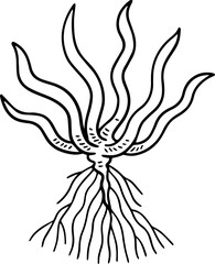 cartoon tree with root illustration.