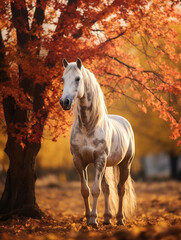 Obraz na płótnie Canvas A Photo of a Horse in an Autumn Setting