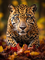 A Photo of a Jaguar in an Autumn Setting