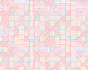 seamless pattern with colorful lines, lines pattern background design, 3d rendering shape with yellow, indigo, pink,white color.