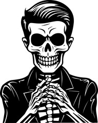 Skeleton in suit, Halloween Skeleton Illustration