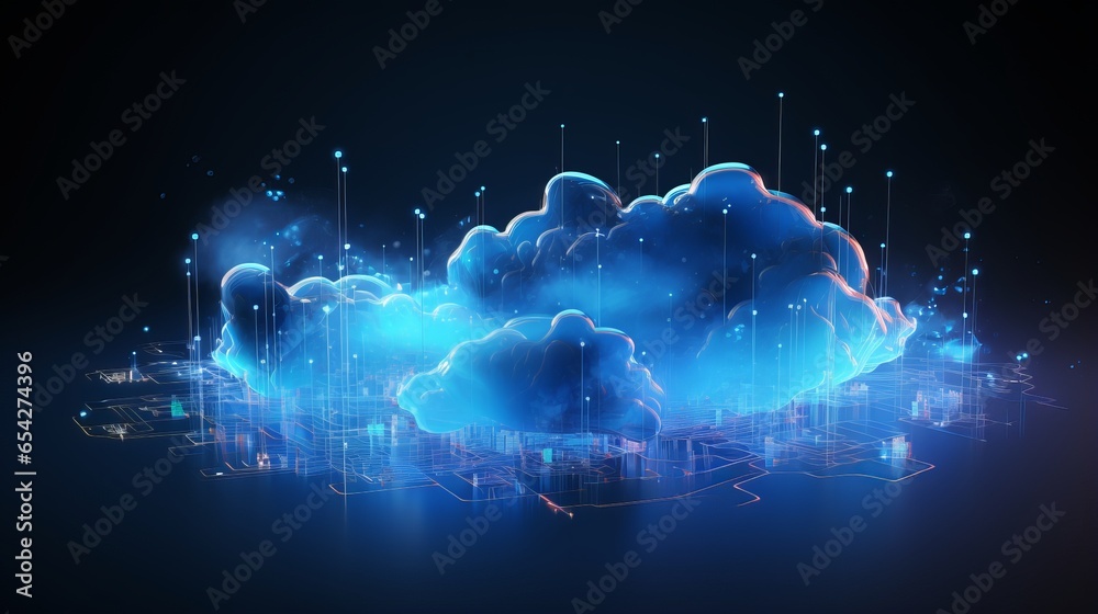 Wall mural digital futuristic hologram technology with cloud computing