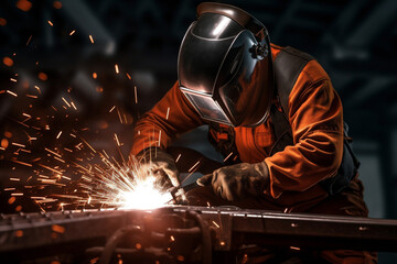 People foundry welder furnace industrial metal factory metallurgy heat steel iron - obrazy, fototapety, plakaty