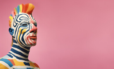 colourful zebra man. concept of being weird, unique and true to yourself