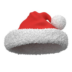 Red Santa Claus hat. Front view. Isolated on white background. 3D render