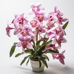 Fototapeta na wymiar Full View Miltonia Orchid On A Completely , Isolated On White Background, For Design And Printing