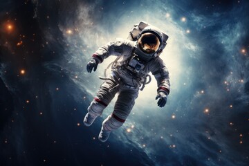 Fototapeta premium astronaut in a spacesuit in outer space 