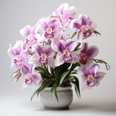 Full View Miltonia Orchid On A Completely , Isolated On White Background, For Design And Printing