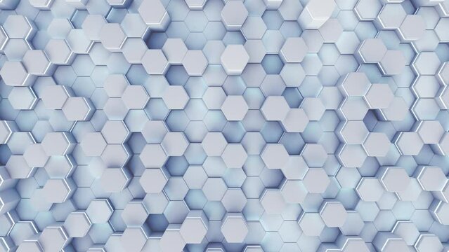 Dynamic White Geometric 3D Animation. Corporate Polygonal Background.