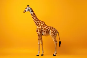 Gardinen One full giraffe on orange colour background. © Twomeows_AS