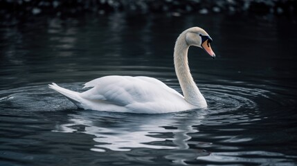 Fototapeta premium White swan in water