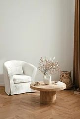 Fototapete Japandi Home mockup, contemporary minimalist living room interior, 3d render  © artjafara