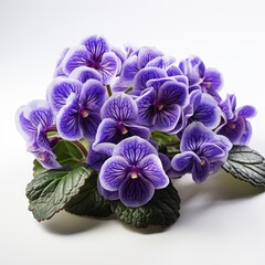 Full Viewafrican Violet Saintpaulia Spp. , Isolated On White Background, For Design And Printing