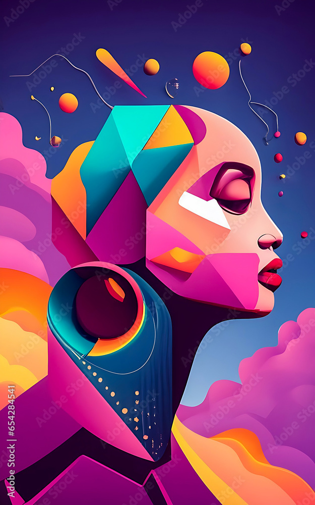 Fototapete 3D abstract  abstract pattern backdrop in multi colored  wave of colorful shade of cool lighting dark contrast computer graphics generative ai for wallpaper