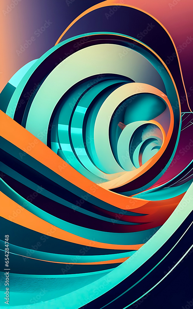 Fototapete 3D abstract  abstract pattern backdrop in multi colored  wave of colorful shade of cool lighting dark contrast computer graphics generative ai for wallpaper
