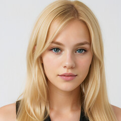 Naklejka premium portrait of a beautiful young woman with blonde hair on white background