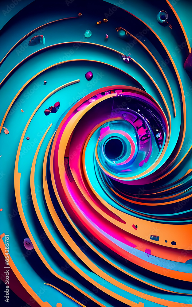 Fototapete 3D abstract  abstract pattern backdrop in multi colored  wave of colorful shade of cool lighting dark contrast computer graphics generative ai for wallpaper