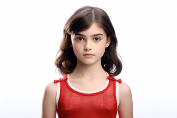 A young girl wearing a red dress poses for a picture. This versatile image can be used for various purposes.