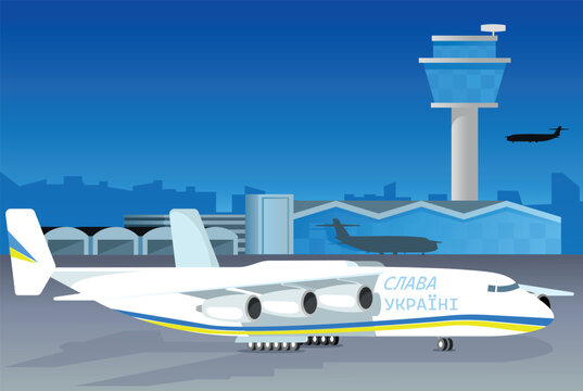 Avião cargueiro gigante ucraniano em aeroporto