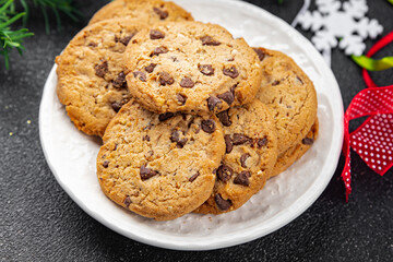 christmas cookie chocolate cinnamon sweet dessert holiday treat new year and christmas meal food snack on the table copy space food background rustic top view
