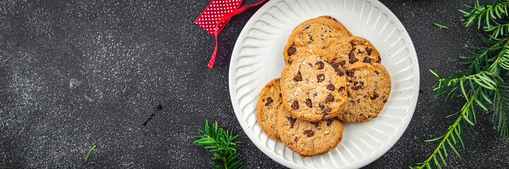 christmas cookie chocolate cinnamon sweet dessert holiday treat new year and christmas meal food snack on the table copy space food background rustic top view