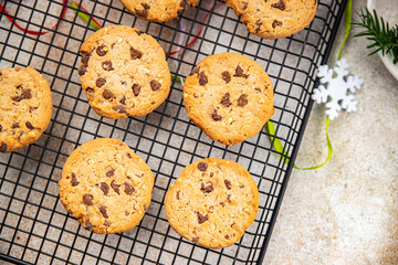 christmas cookie chocolate cinnamon sweet dessert holiday treat new year and christmas meal food snack on the table copy space food background rustic top view