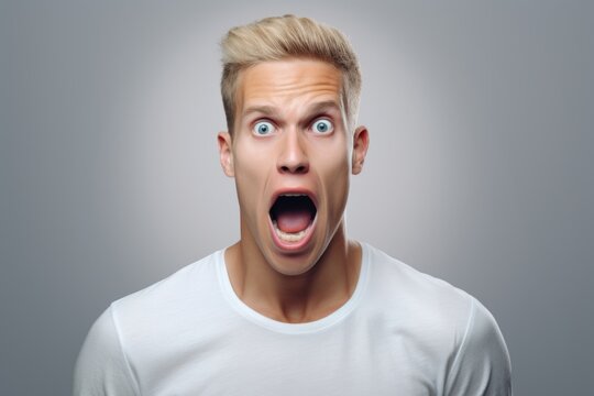 A picture of a man with a surprised expression on his face. Perfect for conveying shock, astonishment, or disbelief. Suitable for various uses.