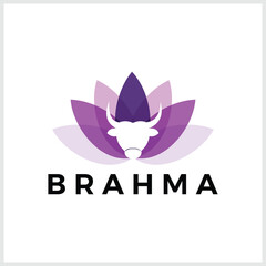 Lotus flower logo. Lotus and cow head logo icon vector design template