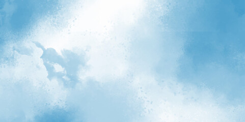 Blue watercolor background for textures backgrounds and web banners design. Light blue watercolor background with vintage texture design backgrounds. Brush stroke  Bright and shinny cloudy sky blue.