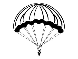 Black silhouette of a man with a paraglider. Paraglider. Paraplane. Kite.