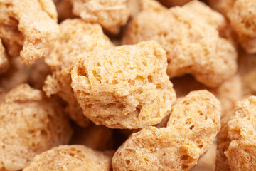 Soy products analogue of meat for vegetarian food.