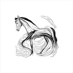 Horse Vector Line Art illustration Isolated