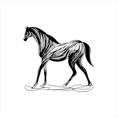 Horse Vector Line Art illustration Isolated