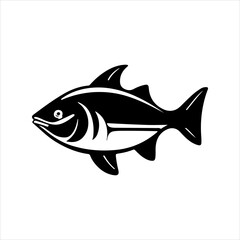 Simple fish flat Icon black vector
