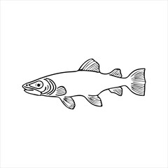 Simple fish flat Icon black vector