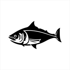 Simple Bonito fish flat Icon black vector