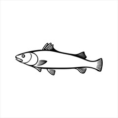 Simple fish flat Icon black vector