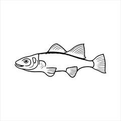 Simple fish flat Icon black vector