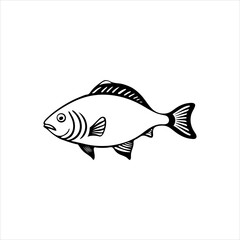 Simple Bream fish flat Icon black vector