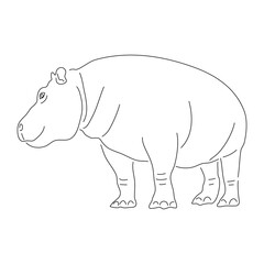 Hand-drawn Hippopotamus. Vector editable stroke.