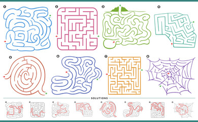 maze puzzle activities graphs set with solutions