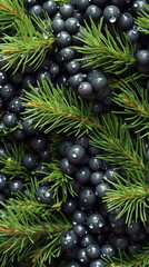 Background of juniper berry with water drops.