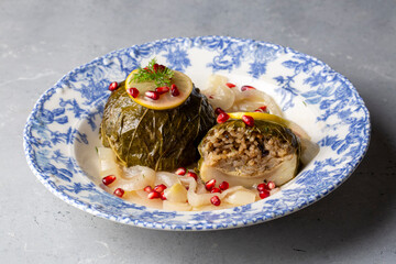Traditional Turkish food; stuffed artichokes, stuffed artichokes. Turkish name; enginar canaginda sarma - dolma