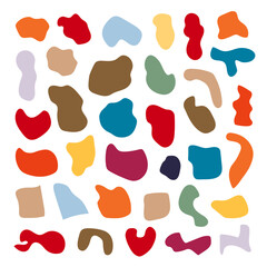 Set of abstract organic shapes.  Recolorable abstract organic blobs. Irregular shape.  Vector collection. 