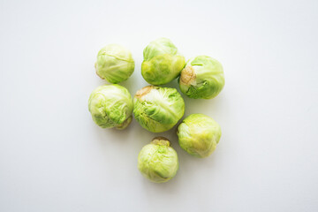 isolated Brussels sprouts close-up, place for inscription