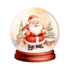 snow globe house of Merry Christmas Day watercolor- japanness style soft color Sharp light and shadow style Keep the details meticulous on white background.