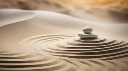 Fototapeta na wymiar Zen stones on the sand, Generative AI